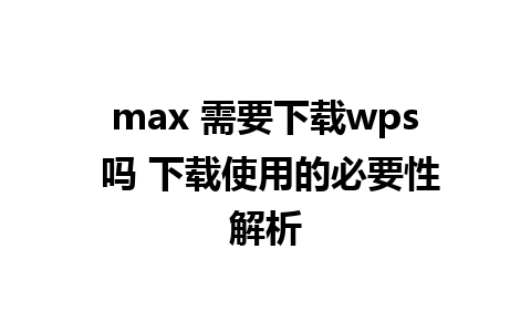 max 需要下载wps 吗 下载使用的必要性解析