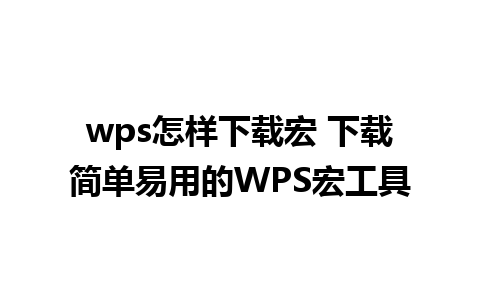 wps怎样下载宏 下载简单易用的WPS宏工具