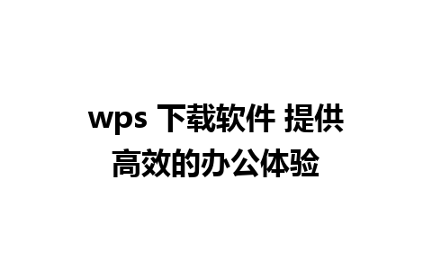 wps 下载软件 提供高效的办公体验