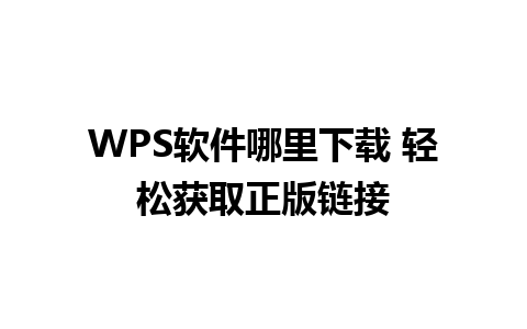 WPS软件哪里下载 轻松获取正版链接