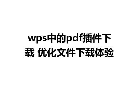 wps中的pdf插件下载 优化文件下载体验