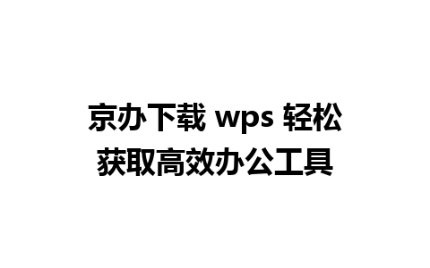 京办下载 wps 轻松获取高效办公工具