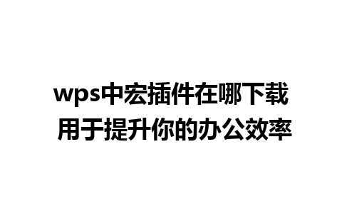 wps中宏插件在哪下载 用于提升你的办公效率