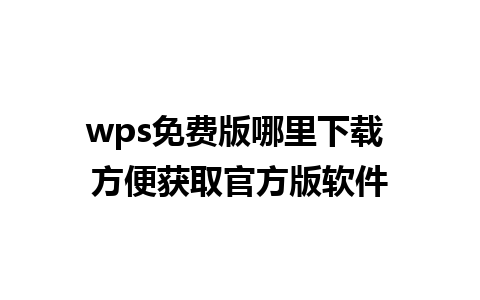 wps免费版哪里下载 方便获取官方版软件