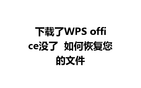 下载了WPS office没了  如何恢复您的文件