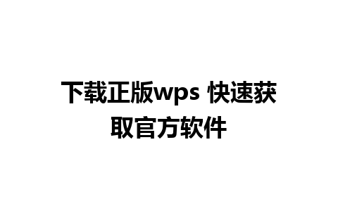 下载正版wps 快速获取官方软件