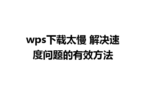 wps下载太慢 解决速度问题的有效方法