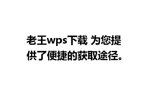 老王wps下载 为您提供了便捷的获取途径。