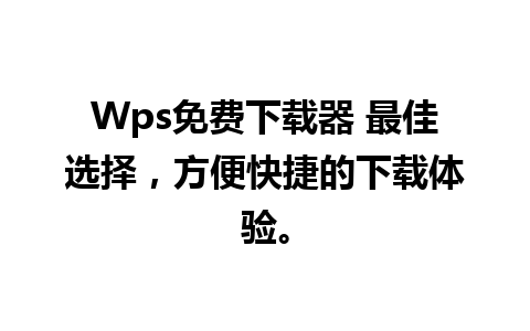 Wps免费下载器 最佳选择，方便快捷的下载体验。