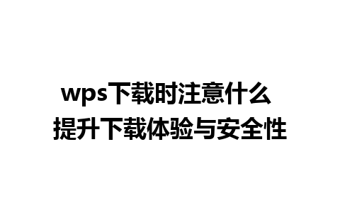 wps下载时注意什么 提升下载体验与安全性