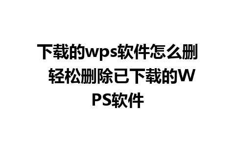 下载的wps软件怎么删  轻松删除已下载的WPS软件