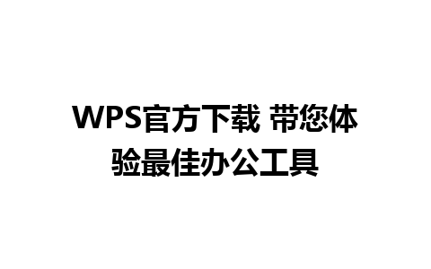 WPS官方下载 带您体验最佳办公工具