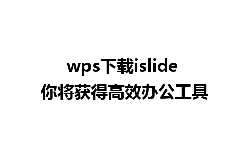 wps下载islide 你将获得高效办公工具