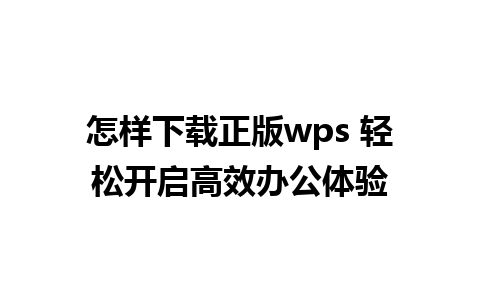 怎样下载正版wps 轻松开启高效办公体验