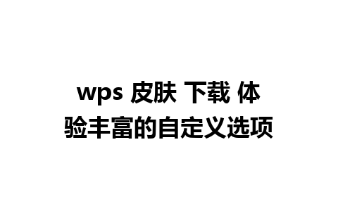 wps 皮肤 下载 体验丰富的自定义选项