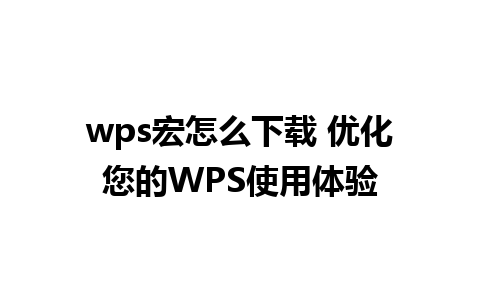 wps宏怎么下载 优化您的WPS使用体验