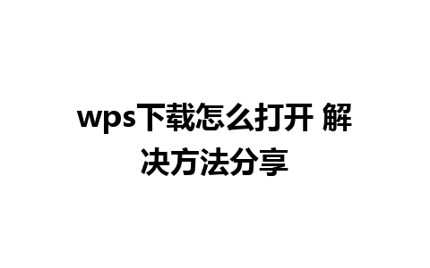 wps下载怎么打开 解决方法分享