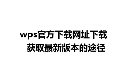 wps官方下载网址下载  获取最新版本的途径