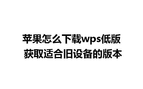 苹果怎么下载wps低版 获取适合旧设备的版本