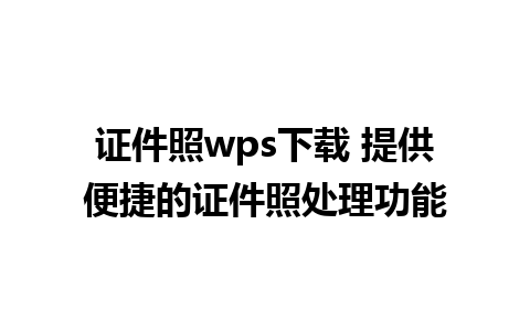 证件照wps下载 提供便捷的证件照处理功能