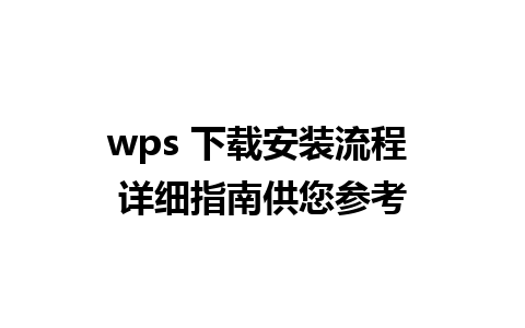 wps 下载安装流程 详细指南供您参考