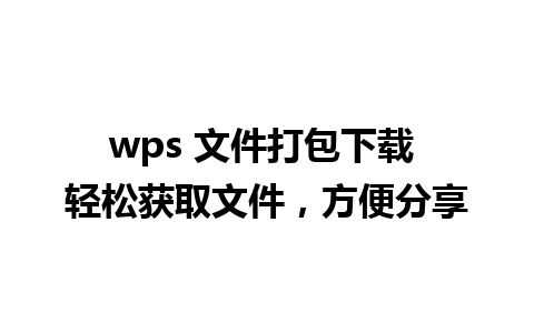 wps 文件打包下载 轻松获取文件，方便分享