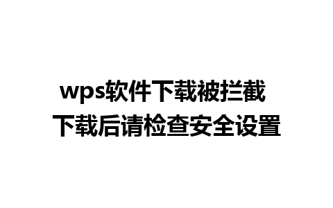 wps软件下载被拦截 下载后请检查安全设置