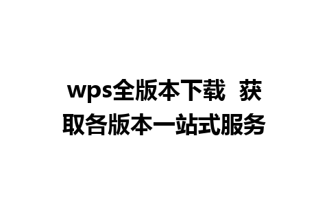 wps全版本下载  获取各版本一站式服务