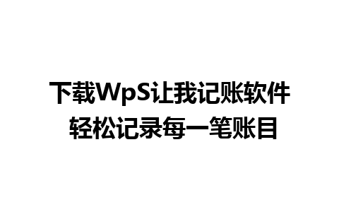 下载WpS让我记账软件 轻松记录每一笔账目