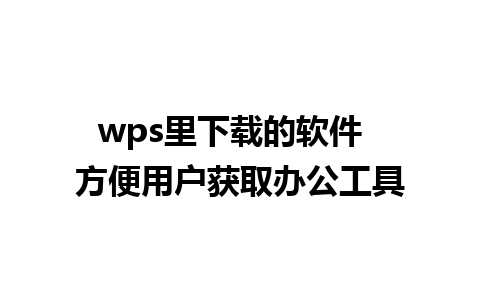 wps里下载的软件  方便用户获取办公工具