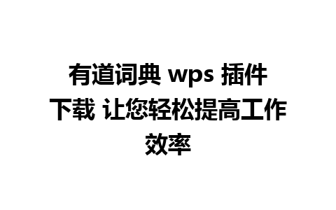 有道词典 wps 插件下载 让您轻松提高工作效率