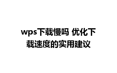 wps下载慢吗 优化下载速度的实用建议