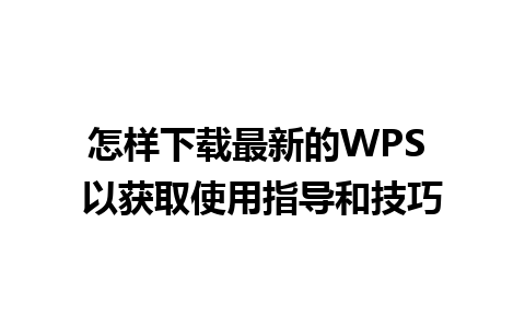 怎样下载最新的WPS 以获取使用指导和技巧