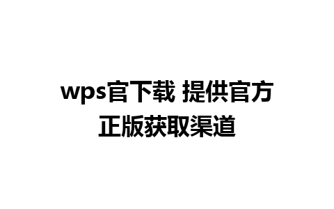 wps官下载 提供官方正版获取渠道