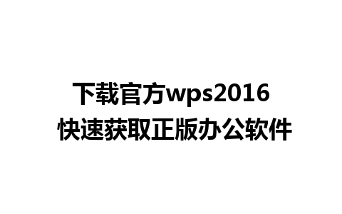 下载官方wps2016 快速获取正版办公软件