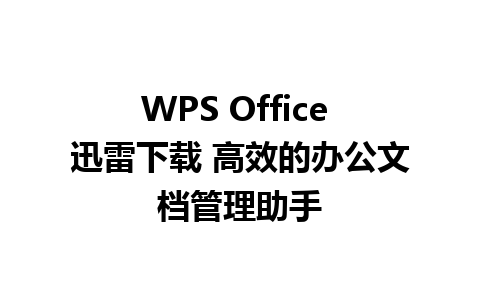 WPS Office 迅雷下载 高效的办公文档管理助手