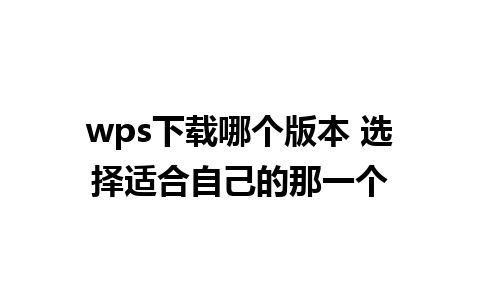 wps下载哪个版本 选择适合自己的那一个