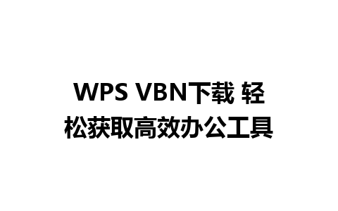 WPS VBN下载 轻松获取高效办公工具