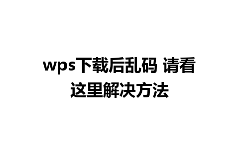 wps下载后乱码 请看这里解决方法