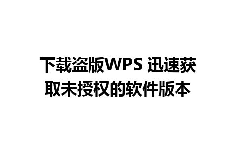 下载盗版WPS 迅速获取未授权的软件版本