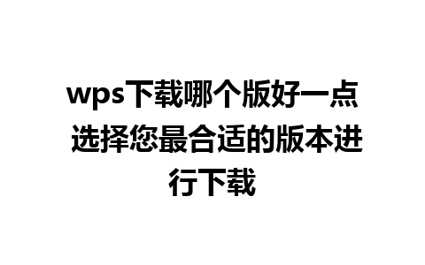 wps下载哪个版好一点 选择您最合适的版本进行下载