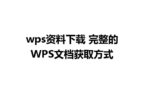 wps资料下载 完整的WPS文档获取方式