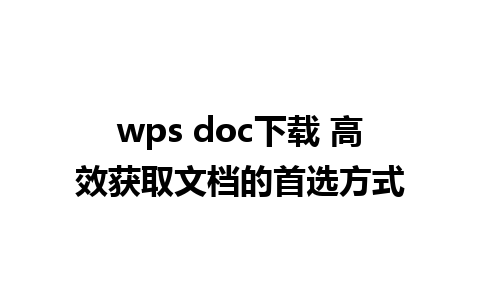 wps doc下载 高效获取文档的首选方式