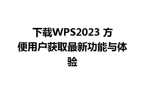 下载WPS2023 方便用户获取最新功能与体验