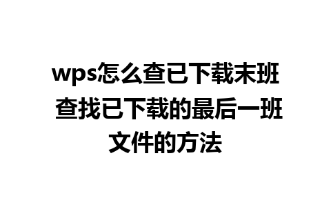 wps怎么查已下载末班 查找已下载的最后一班文件的方法