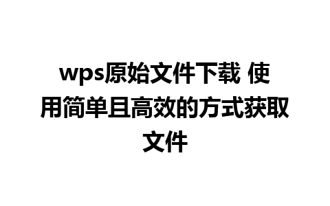 wps原始文件下载 使用简单且高效的方式获取文件