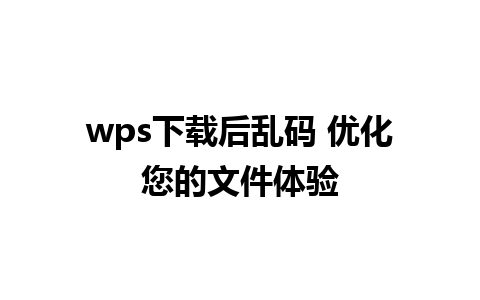 wps下载后乱码 优化您的文件体验