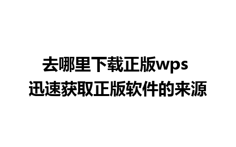 去哪里下载正版wps 迅速获取正版软件的来源