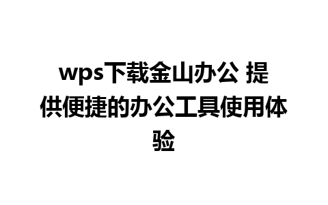 wps下载金山办公 提供便捷的办公工具使用体验