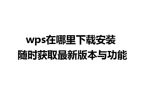 wps在哪里下载安装 随时获取最新版本与功能